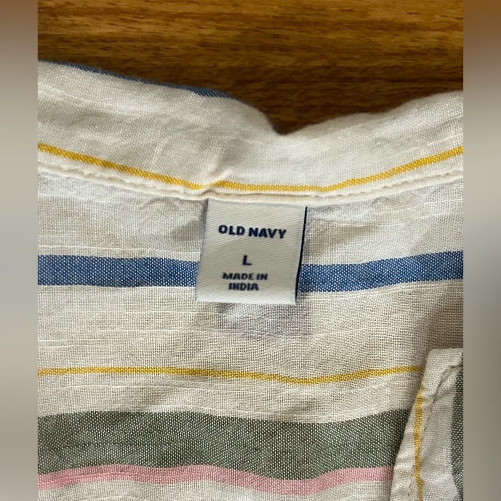 Old Navy Pastel Striped Button Down Shirt | Sleeveless W/ Knot |Size Large| EUC - Picture 5 of 6